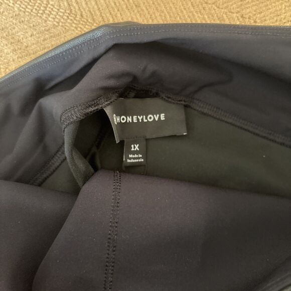 HONEYLOVE 1X Vegan Leather Leggings Pants Shaping Slimming Zip Ankle NEW - Picture 4 of 7